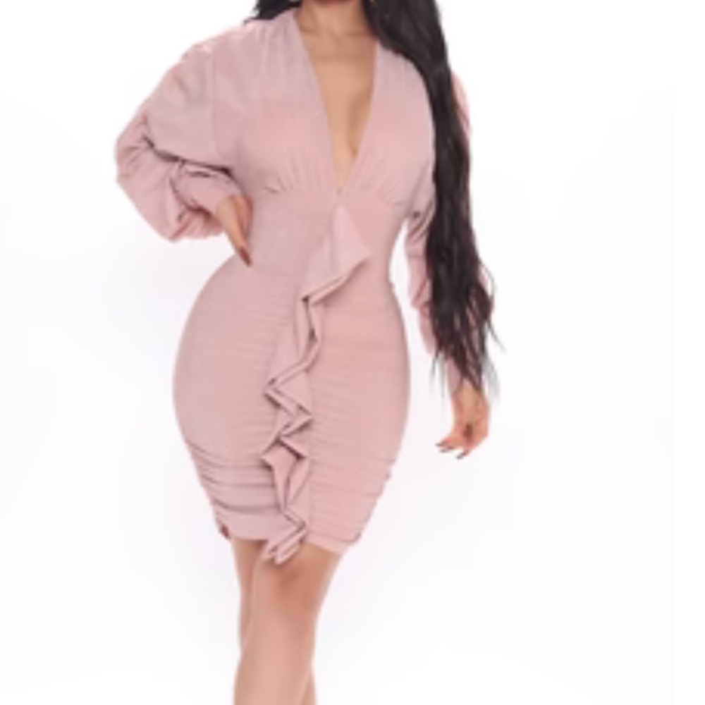 Pre-loved Camera Ready Metallic Mini Dress-Peach Color.